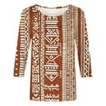 thumbnail image 5 of Cagogo Womens Casual Shirt Summer Under $5 Aztec Western 3/4 Sleeve Vintage Crew Neck Ethnic Style T Shirts Night Out Green Tunic Tops Graduation Gifts, 5 of 5