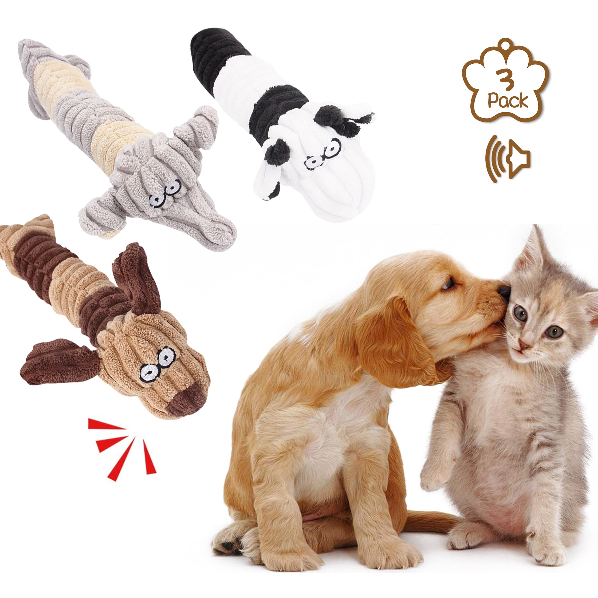 Kepooman 3 Pieces No Stuffing Squeaky Dog Toy for Small Medium Large Dog, Pet Plush Animals Chew Toy for Teething Chewing and Playtime Kepooman 3 Pieces No Stuffing Squeaky Dog Toy for Small Medium Large Dog, Pet Plush Animals Chew Toy for Teething Chewing and Playtime
