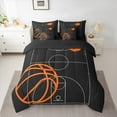 thumbnail image 3 of Homewish Basketball Ball Game 7-Piece Twin Bedding Sets,Sport Theme Bedding Comforter Set,Orange Black Sheet Sets For Boys Kids,Luxury Bedroom Decor Reversible, 3 of 9