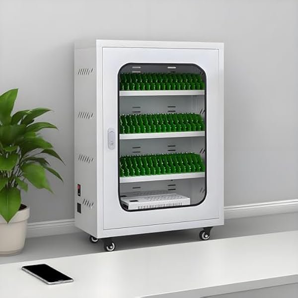 wonima02 Mobile Phone Charging Cabinet, 20-60 Slots Mobile Device Charging Station, Portable USB Cellphone Locker with Lock & Wheels, 5V/2A, for School, Office, Retail, Classroom,60 Slots