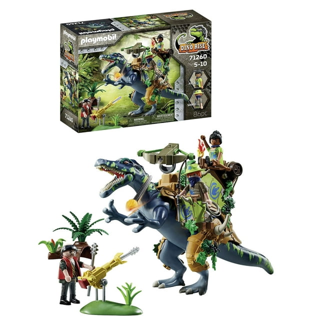 Juguete Playmobil Spinosaurus con armadura, cañón y figuras