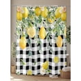 thumbnail image 4 of Gingham Farmhouse Shower Curtain, Lemon Black White Plaid Leaves Bathroom Decor Curtains Set with Hooks, Yellow Black Waterproof Fabric Home Accessories， 66 X 72 Inch Long, 4 of 6