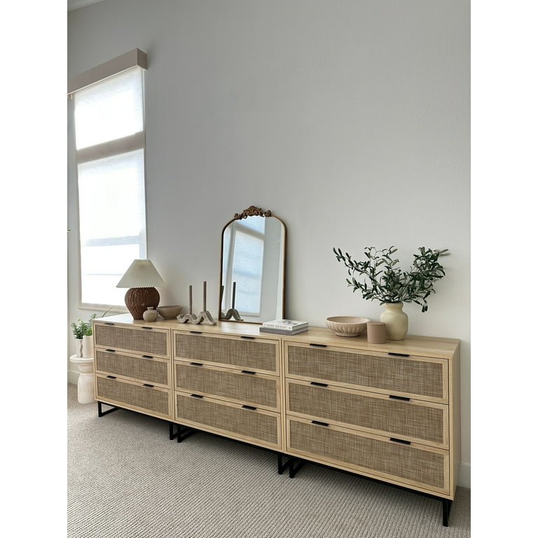 white christmas dresses Nathan James Set of 2 Andrew 3 Drawer Rattan Dresser Light Oak main image 0