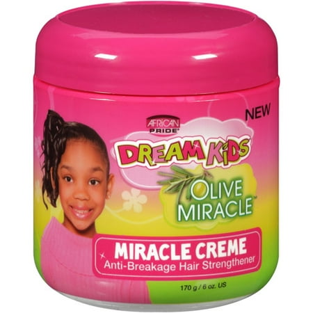 African Pride Dream Kids Olive Miracle Anti-Breakage Hair Treatment Cream - For Wavy, Curly, Coily, Relaxed & Protective Styles. With Extra Virgin Oil & Herbal Extracts, 6 Oz.