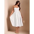 thumbnail image 5 of White Spaghetti Strap Sweetheart Neck Fit & Flare Midi Dress, 5 of 30