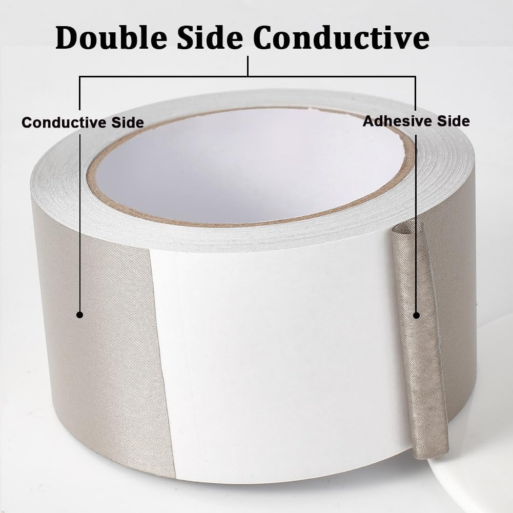 60mm x 20M(2.4in x 65ft) High-Shielding Conductive Cloth Fabric Adhesive Tape Double Sided Faraday Cloth Tape Sticky