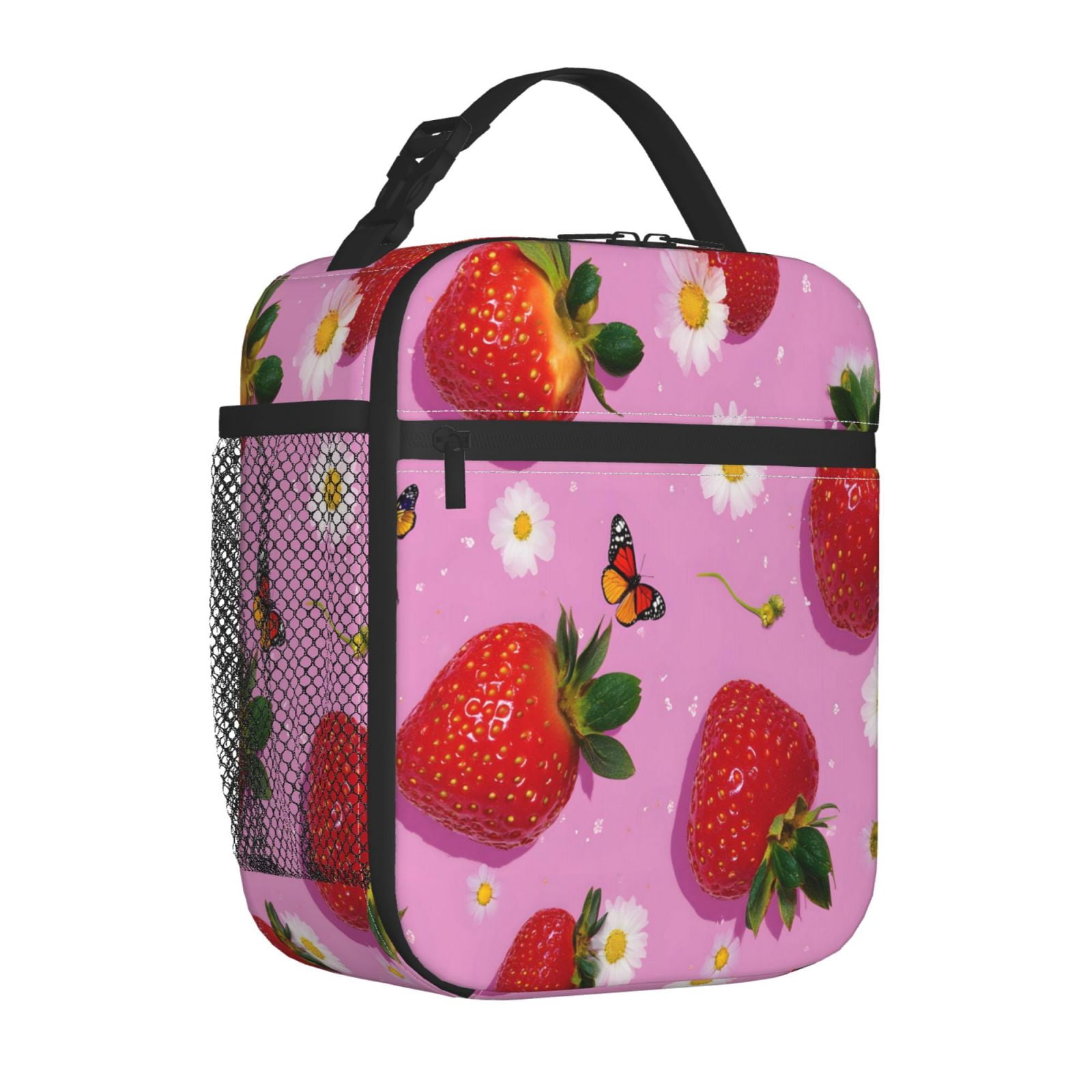 Lunch Bag For Women Men Insulated Portable Lunch Box Bento Box Office Picnic Travel Cooler Bag Fresh Strawberrie