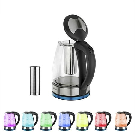 Pots For Boiling Water Ktaxon Electric Kettle Water Heater , Glass Tea, Coffee Pot with 7 LED Light, Auto Shut-Off, Boil-Dry Protection, 1.8 Liter ()