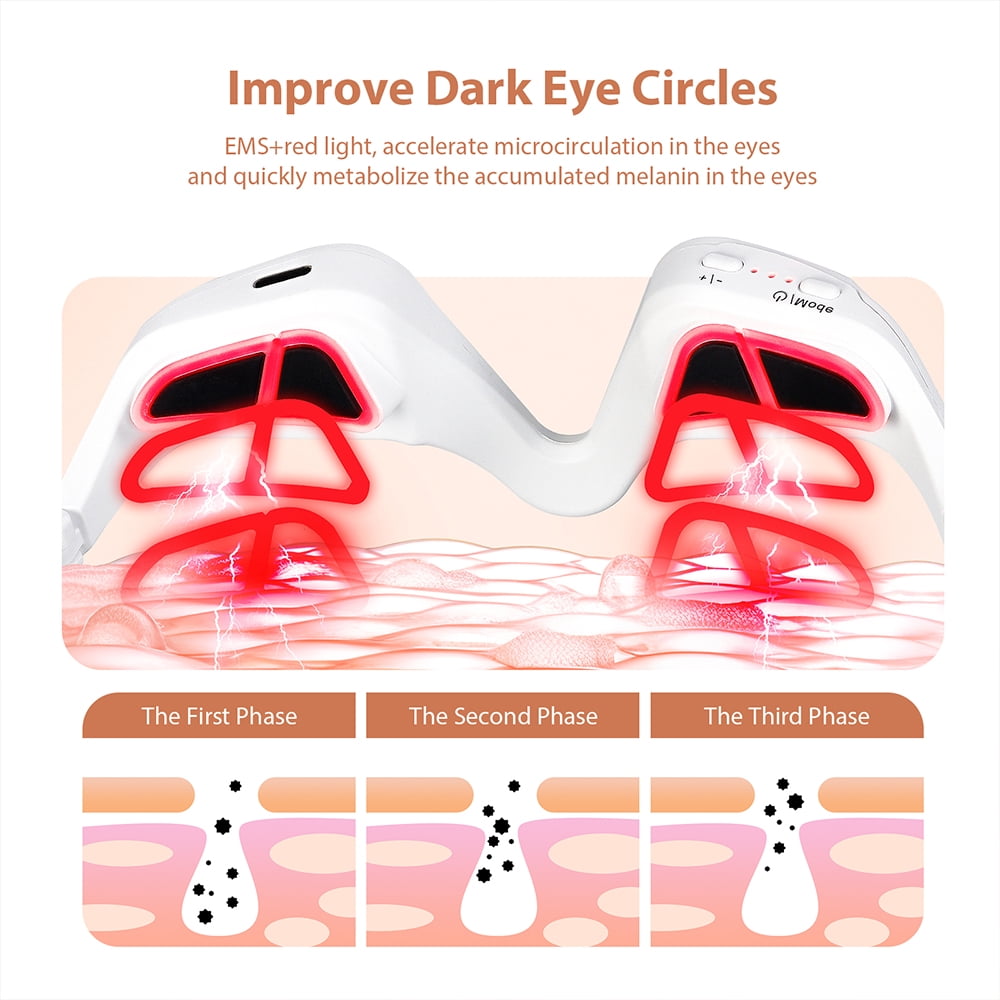 Dr.pedi Red Light Therapy Eye Massager, Microcurrent Facial Device to Improve the Appearance of​ Dark Circles, Puffiness & Wrinkles, Eye Strain Comfort​ Glasses with EMS and LED Technology