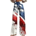 thumbnail image 2 of Tnhcen Women's Patriotic Star Spangled Wide Leg Pants - Vintage Print Straight Leg Casual Cargo Pants with Pockets S-5XL Independence Day Style, 2 of 6
