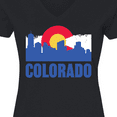 thumbnail image 4 of Inktastic Colorado Flag and Skyline Women's V-Neck T-Shirt, 4 of 5