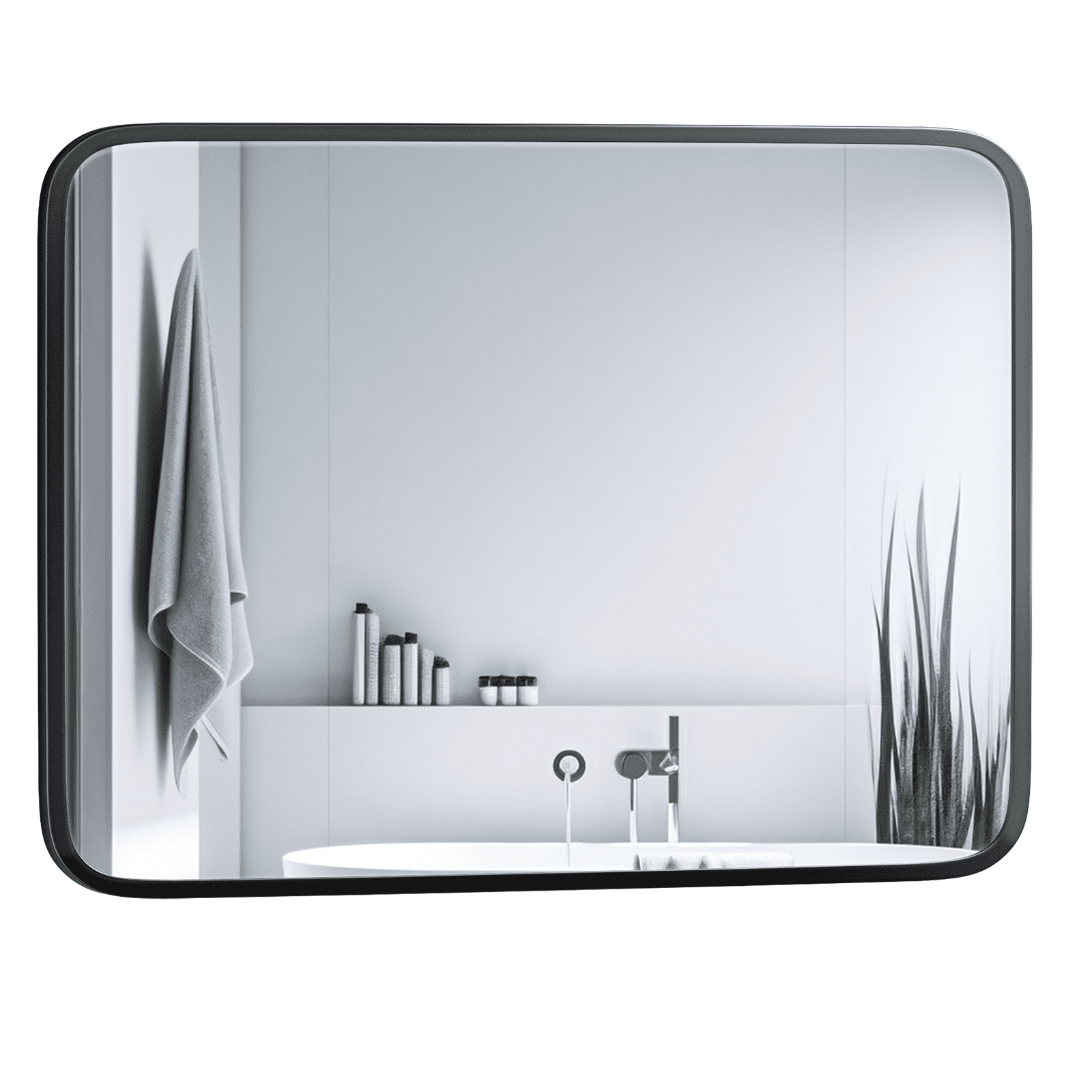 28*36 inch Rectangular Wall Mirror for Bathroom, Black Wall Mounted
