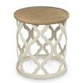 thumbnail image 2 of 17.7'' Farmhouse End Table, Round French Country Side Table, Distressed Wood Tray Top Rustic Accent Table with Lipped Edge, Beige, 2 of 9