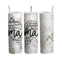Mama Floral White Tumbler, Stainless Steel 20oz Insulated Cup, Mother's Day Gift, Birthday Gift for Mom, Mom Appreciation
