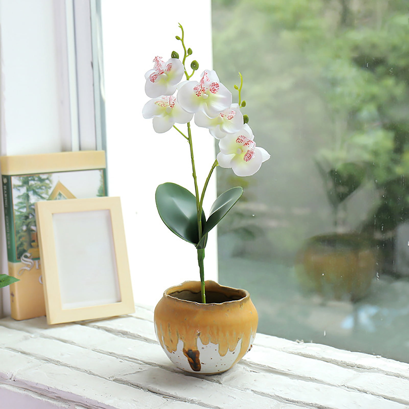 SilkTouch Butterfly Orchid Bouquet Realistic Home Decor Flowers