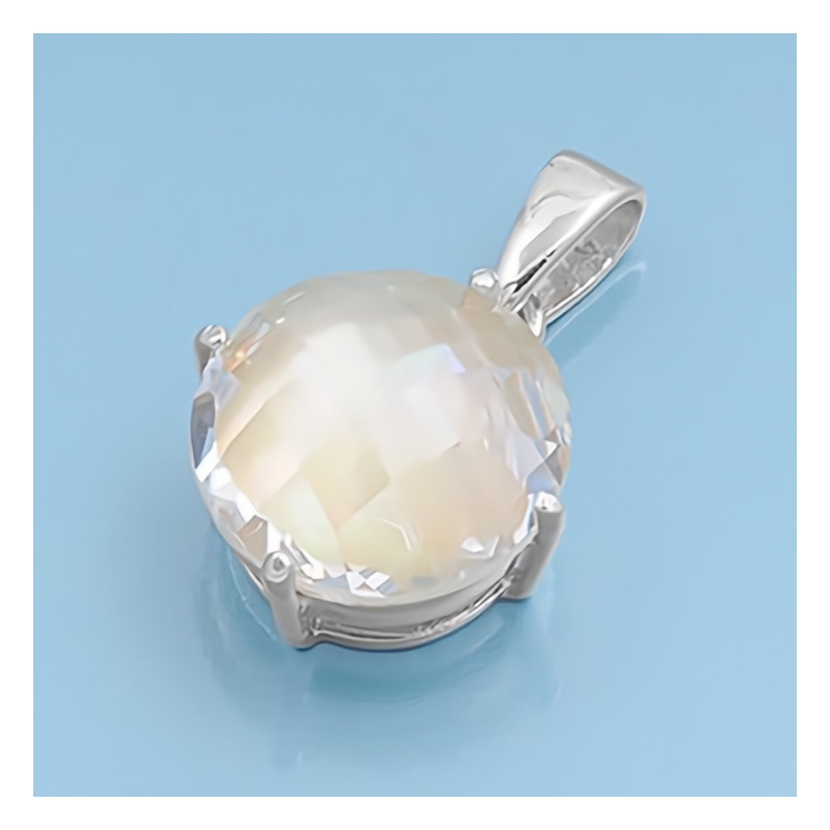 Simulated Pearl Glitzs Jewels 925 Sterling Silver Pendant with Stone in Gift Box
