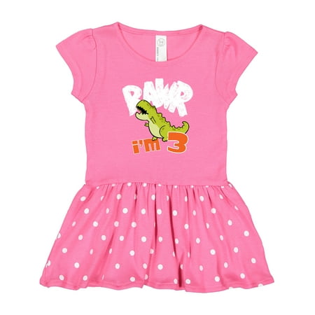 

Inktastic RAWR I m 3! Baby Tyranosaurus Rex Gift Toddler Girl Dress