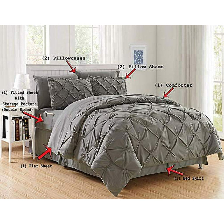  BESTCHIC Grey Queen Size Comforter Set, 7 Pieces Tufted Bed in  a Bag with Ultra Soft Comforters, Sheets, Pillow Cases and Pillow Shams,  Modern Luxury Hotel Style Reversible Bedding : Home
