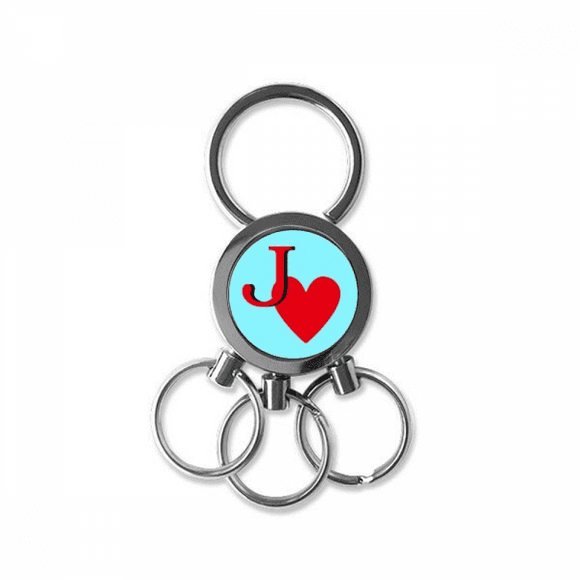 love jack heart j poker stainless steel metal key holder chain keychain