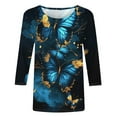 thumbnail image 4 of ZQGJB Oversized Crewneck T-Shirts for Women Dressy Casual Sparkly Print 3/4 Lenght Sleeve Graphic Tunic Tees Top Loose Fit Comfy Pullover Blouse Multicolor#20 XL, 4 of 5