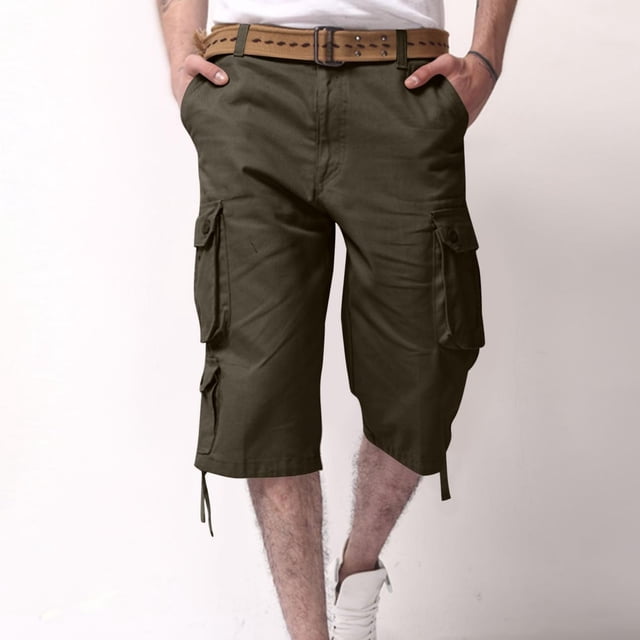 Shorts Mi-Taille Élastiques de Sport pour Hommes Mode Décontractée avec Multiples Poches