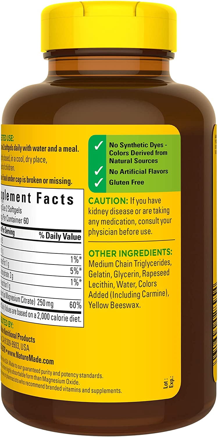 NATURE MADE Magnesium Citrate, Softgels, Value Size, 120.0 CT