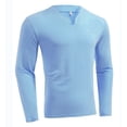 thumbnail image 2 of LNZGNM Men's Long Sleeve T Shirts Longline Stretch V-Neck Shirt Lightweight Slim Fit Solid Color Tee Shirts Stylish Gym Tees,Light Blue M, 2 of 4