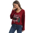 thumbnail image 7 of Baywell Women's Christmas Graphic Printed Tops Long Sleeve U Neck T-shirt Loose Casual Blouse, S-2XL, 7 of 7