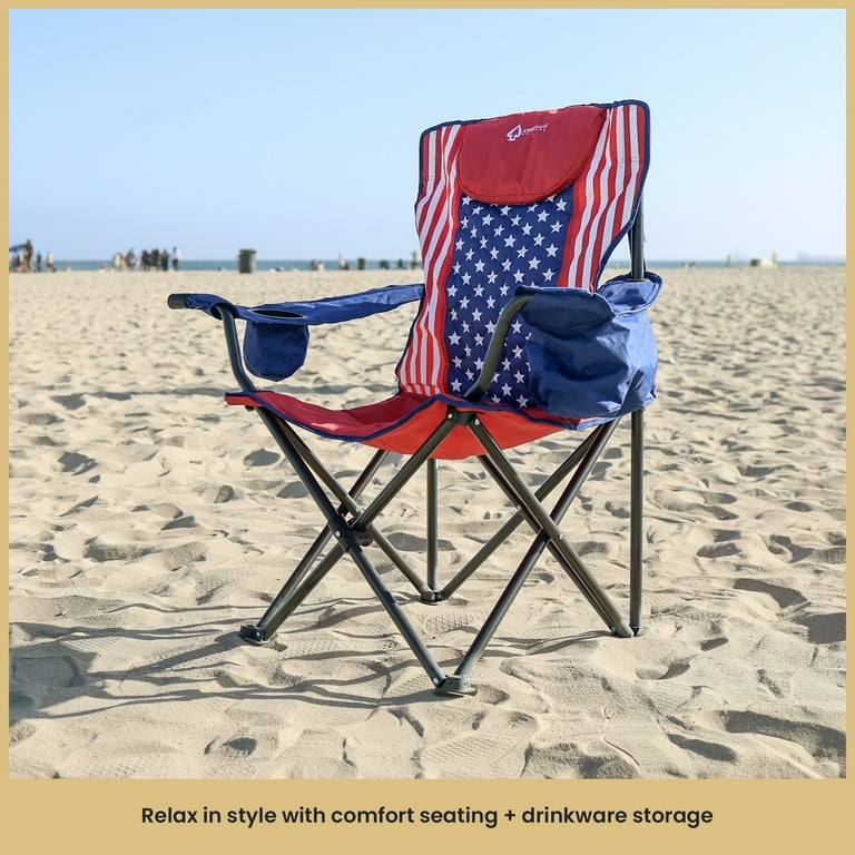 Arrowhead Outdoor Folding Camping Chair, Patriotic Flag Style