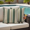 thumbnail image 4 of Green Brown Striped Outdoor Waterproof Pillow Covers, Modern Stripes Art Farmhouse Decorative Square Throw Pillowcase Sofa Cushion Sham for Patio/Couch/Chair, 20"x20" 2 Pack, 4 of 8