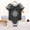 thumbnail image 6 of Monochrome Snowflakes Dots Pure Cotton Bodysuit Short Sleeve Pajamas One-Piece Romper Unisex 12M, 6 of 6