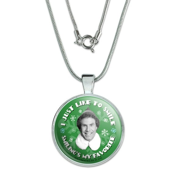 Elf Movie I Just Like to Smile 1" Pendant with Sterling Silver Plated Chain