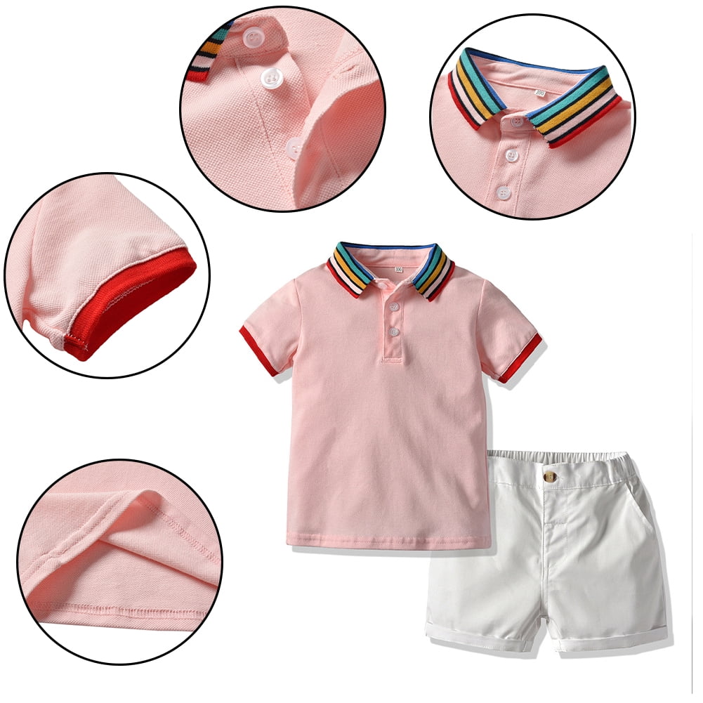 LYMAYTER Newborn Boys Shorts Outfits 2PCS Infant Solid Color Tees