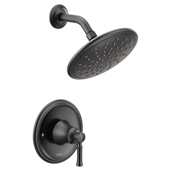 Moen Dartmoor Matte Black Shower Only System with Rainshower Showerhead Without Valve