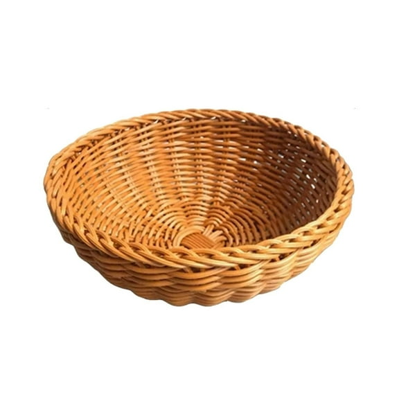 RUIQPGRT Kitchen Appliances Wicker Bread Basket Small Bread Basket Basket Bowl Handwoven Basket Fruit Basket Serving Basket Round Wicker Bowls Woven Breads Baskets Round Fruit Baskets Food Serving