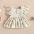 thumbnail image 2 of Enfants Filles Princesse Robe Couleur Unie Mouche Robe Manches, 2 of 8