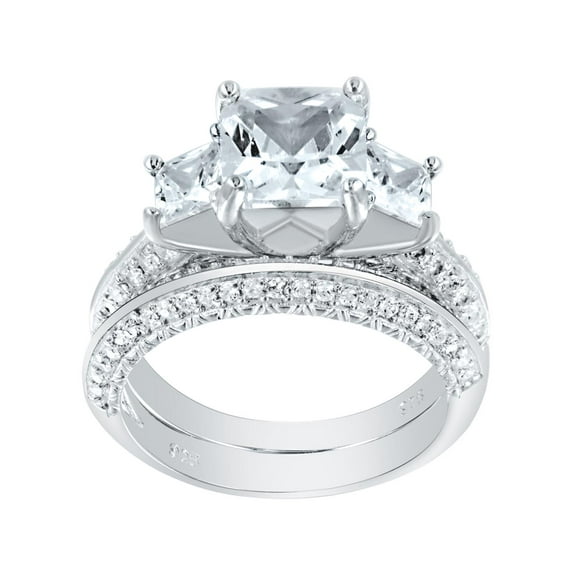 925 Sterling Silver Three Stone Engagement Ring for Women Wedding Ring Set Make Great Gifts for Her