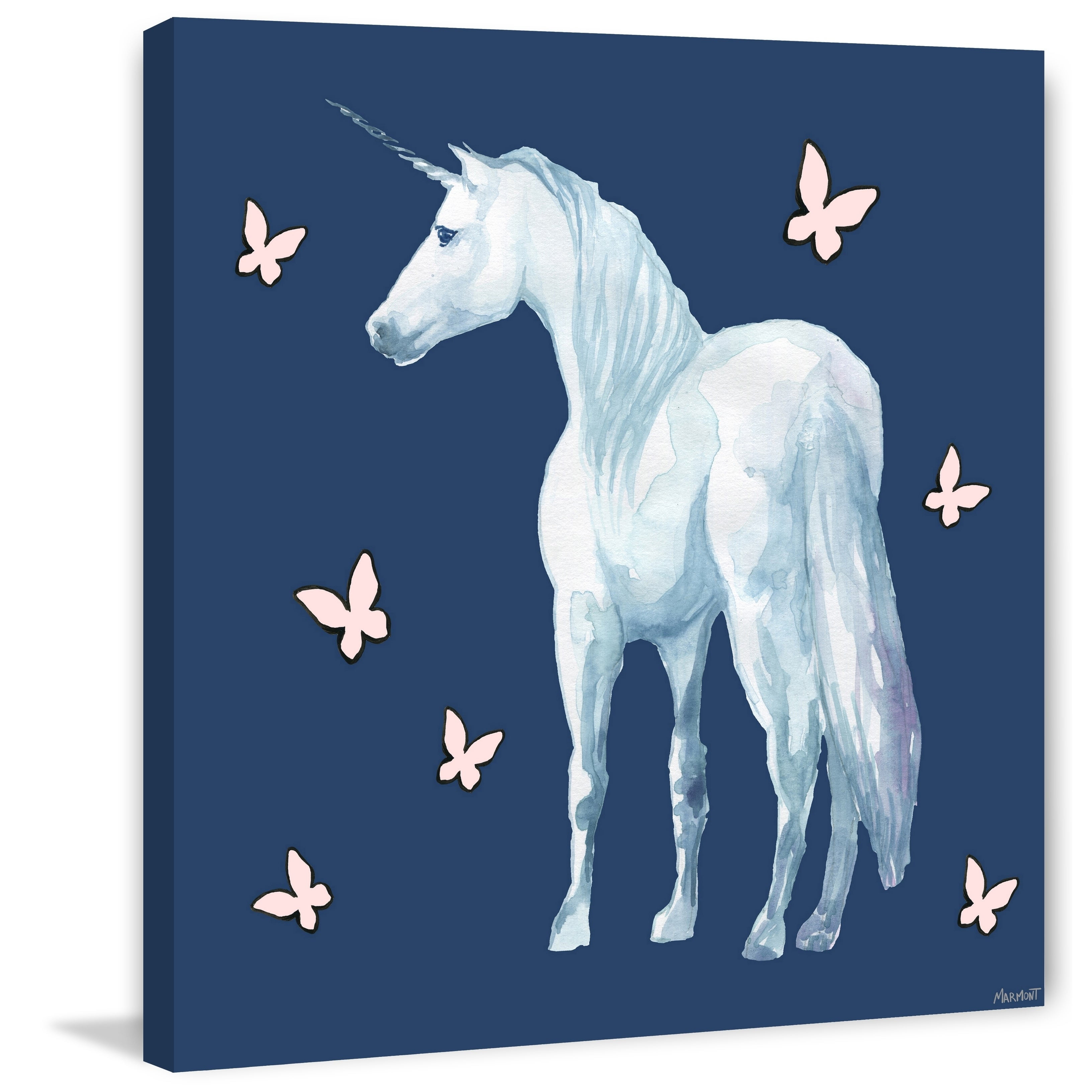 Marmont Hill Butterflies and Unicorn Canvas Wall Art