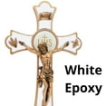 thumbnail image 7 of Gold Tone and White Epoxy Non-Devotional Holy Mass Crucifix with Chalice, 8 Inch, 7 of 7