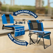 Creative Outdoor 2 in 1 Folding Bleacher Chair | Great for Sports Events, Beach Trips & Camping | Blue