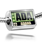Neonblond Charm Airportcode ADA Adana 925 Sterling Silver Bead