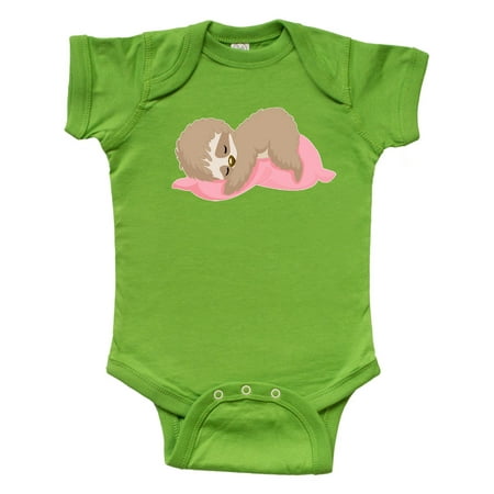 

Inktastic Cute Baby Sloth Sleeping on Pink Pillow Gift Baby Boy or Baby Girl Bodysuit