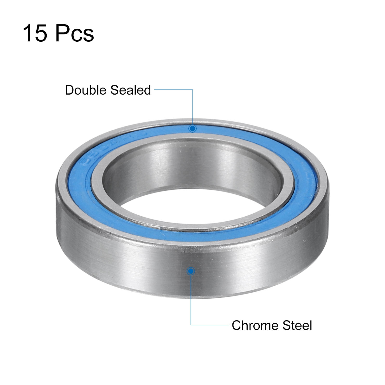 Uxcell 15Pcs 6804-2RS Miniature Ball Bearings 20x32x7mm Double Sealed Bearings, Blue