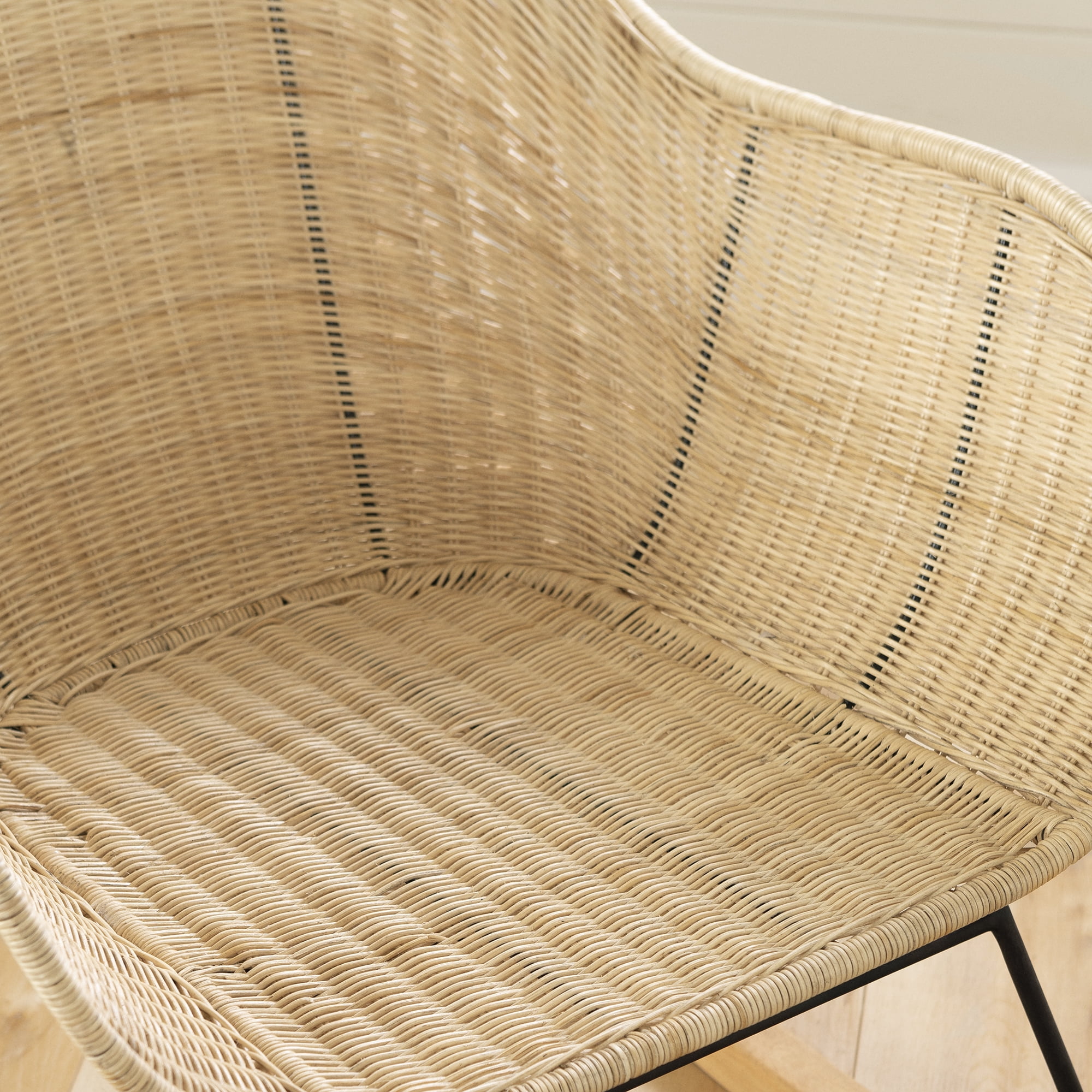 South Shore Balka Bohemian Rocking Chair in Rattan, Beige