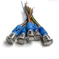 thumbnail image 5 of 5 pcs Metal Push Button Switch 12v Ring Lamp Power Symbol Waterproof LED Light Self lock reset with connector 220, 5 of 5