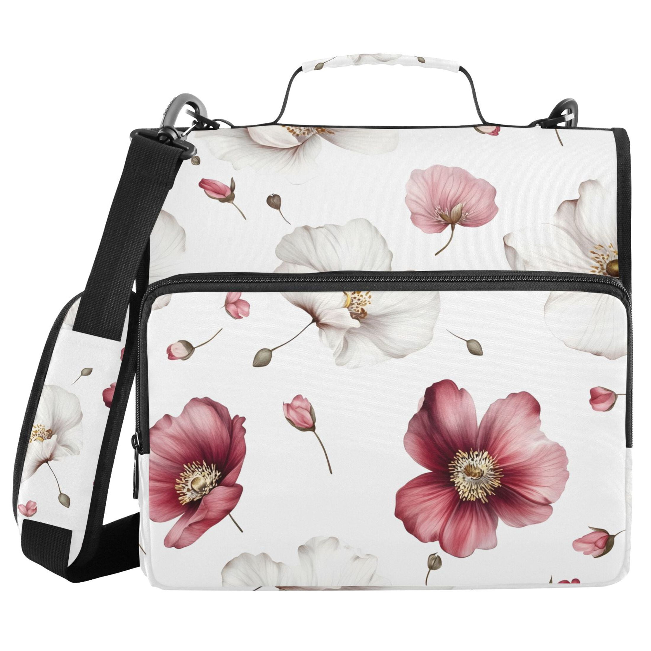 ALAZA Zipper Binder Flower 3 Ring Trapper Keeper File Folder Organizer Bag