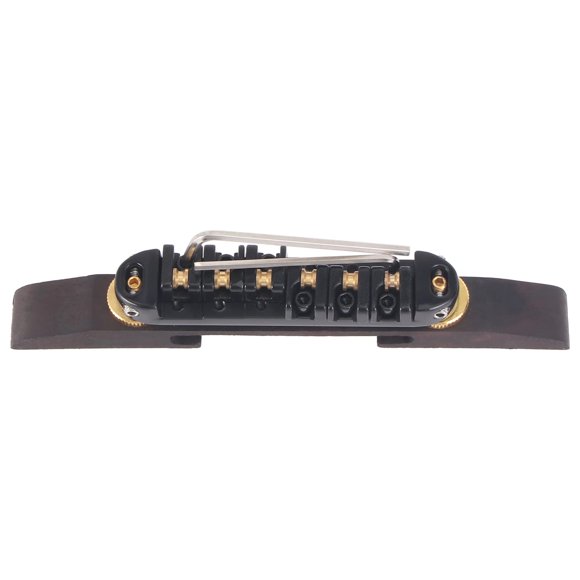 ULTNICE Pont de Guitare Jazz Archtop avec Selles à Roulettes Dorées Bois de Rose Noir B-20