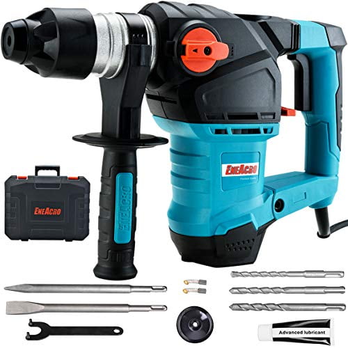 ENEACRO 1-1/4 Inch SDS-Plus 12.5 Amp Heavy Duty Rotary Hammer Drill, Safety  Clutch 3 Functions with Vibration Control Including Grease, Chisels and 