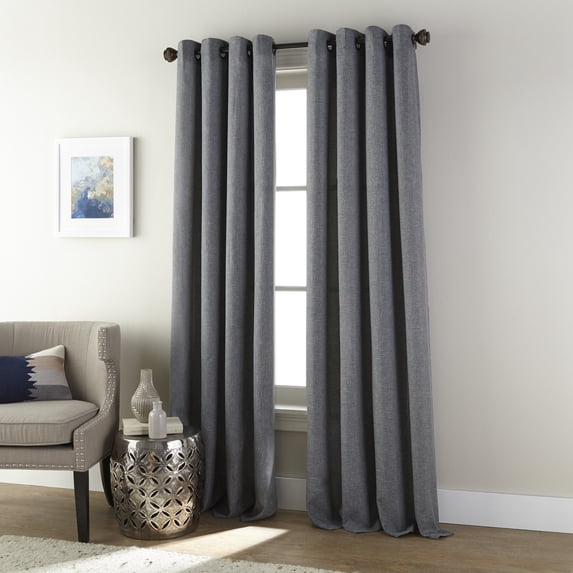 Lanco Alana Window Curtain Panel Grommet, Dark Grey, 2" Header Size, Room Darkening, 54 x 84", 100% Polyester