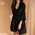 thumbnail image 5 of Womens Nightgowns Lace Trim Lounge & Belted Wrap Pajama Robe Sleepwear Set, Sexy Sleeveless Nightgown, 5 of 7